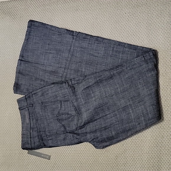 NWT Level 99 &quot;Tanya&quot; High Rise Flare Linen Blend Jean Trousers Size:27